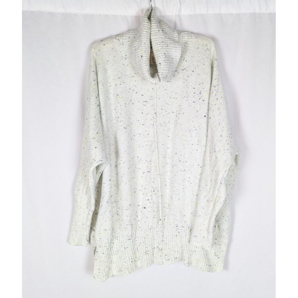 Jessica Simpson Off White Speckle Cable Knit Cowl Neck Sweater L Apres Ski Cozy